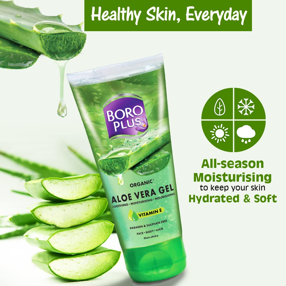 BOROPLUS Aloe Vera Gel for Hydration, Scars, Dryness, Dark Spots, Acne (All Skin) 450ml (Pack of 3)