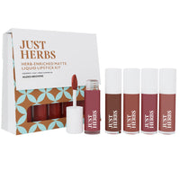Just Herbs Ayurvedic Liquid Lipstick Pack of 2 with Long Lasting, Hydrating & Lightweight Lip Colours (Nudes & Browns + Brights & Pinks) (Cream)