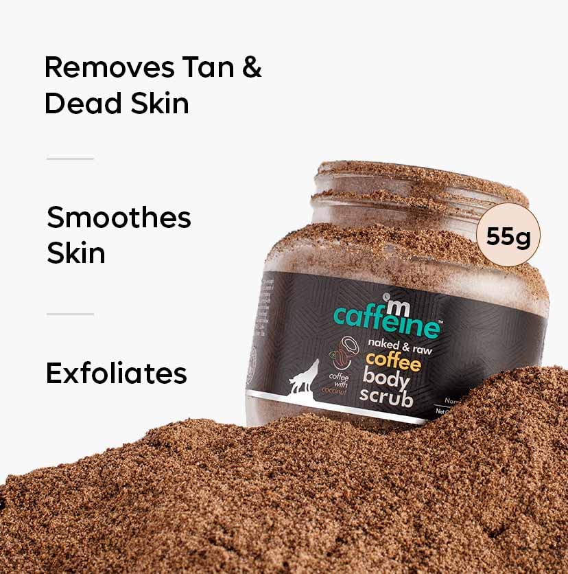 mCaffeine Tan Removal Bath Kit with Exfoliating Coffee Body Scrub & Body Wash | Suitable for All Skin Types | Value Pack of 2 for Men & Women