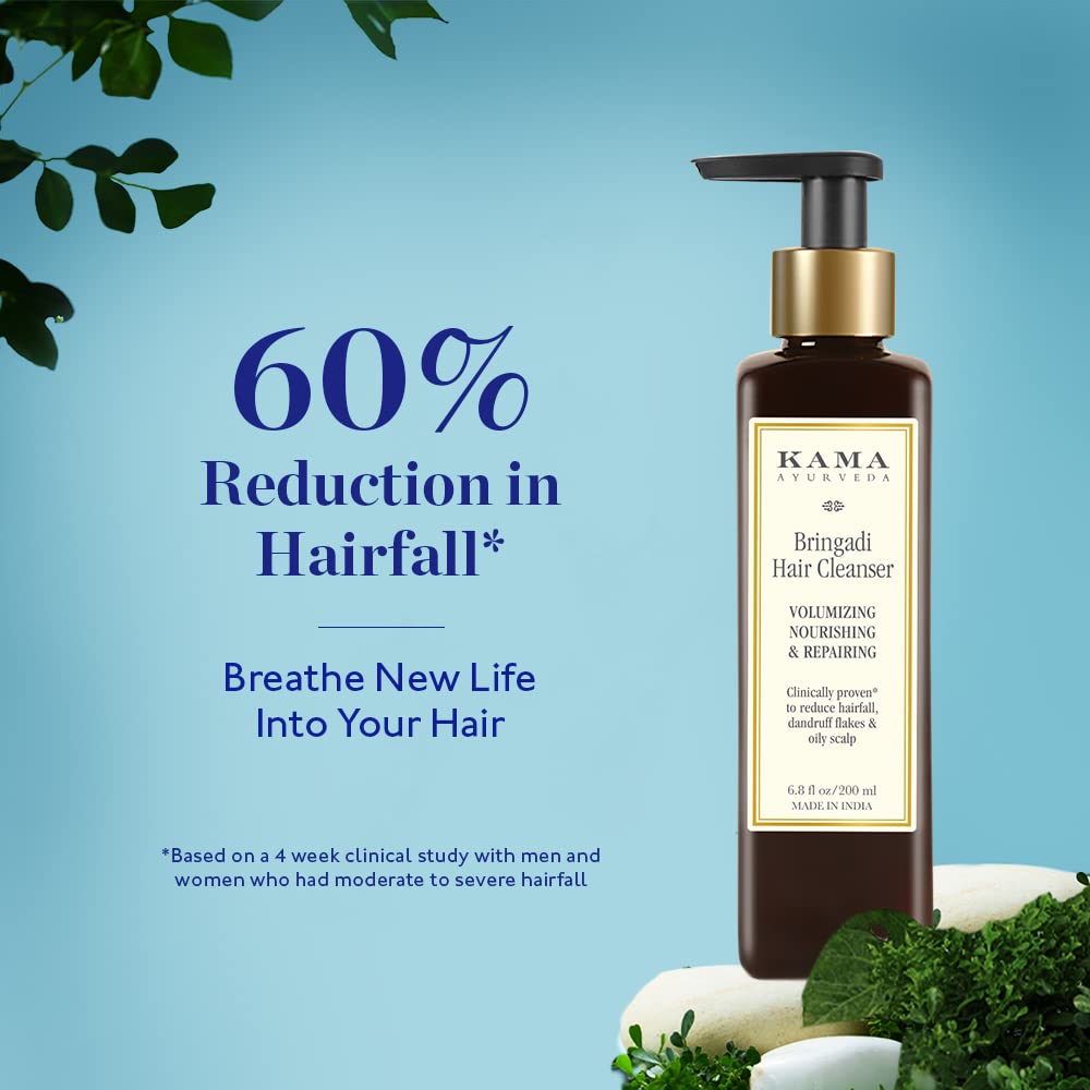 Kama Ayurveda Rose & Jasmine Hair Conditioner For Dry Hair (Jasmine) & Kama Ayurveda Bringadi Hair Cleanser Combo