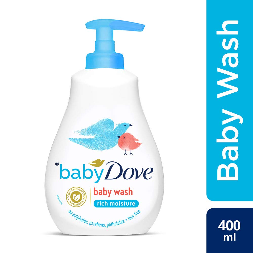 Baby Dove Rich Moisture Nourishing Baby Lotion, 400ml & Rich Moisture Hair to Toe Baby Wash, 400 ml Combo