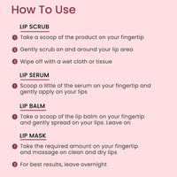 Earth Rhythm Lip Care Kit pack of 4 | Gift Set For Men & Women With Lip Scrub, Lip Serum, Lip Balm & Lip Mask | Exfoliate, Hydrate, Nourish, Moisturize - 4 Gm (Each)