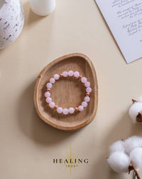 [Healing Trust] Rose Quartz Bracelet for Women for Love Attraction, Healing Bracelets for Women, Healing Crystal Jewelry, Rose Colored Ball Spacers, Healing Heart Chakra, Rose Quartz Fertility Gifts for Women, Love Bracelet, Crystal healing bracelet, R...