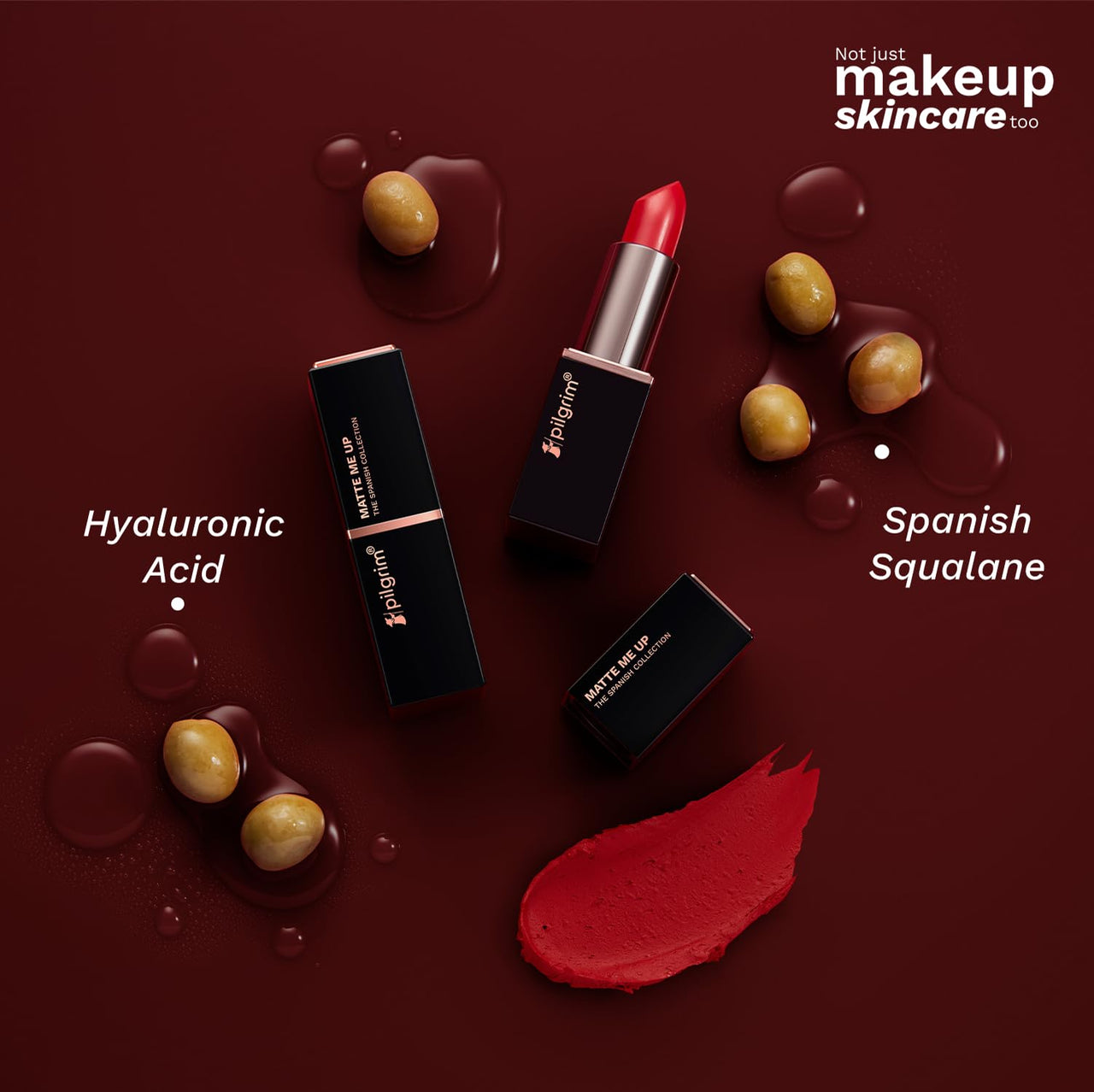 Pilgrim Matte Me Up Bullet Lipstick 4.2g | Creamy, Lightweight, Bold, Non Drying | SPF 30 | Enriched With Hyaluronic Acid & Spanish Squalane | Lipstick for dusky skin tone | Cupid's Pink-03