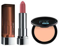 Maybelline New York Matte Lipstick for All Skin Type,Buildable, Intense Colour, 507 Almond Pink, 3.9G & New York Compact Powder, With Spf To Protect Skin From Sun, Absorbs Oil, Fit Me, 115 Ivory, 6G