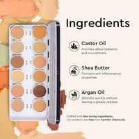 C2P Pro Dermashield 12-in-1 Concealer Palette for Face Makeup | Cream-Based Contour, Color Corrector & Foundation | Hides Blemishes & Dark Circles | High Coverage, Ideal for Oily Skin | 42g