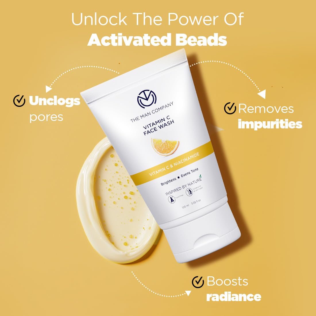 The Man Company Vitamin C Face Wash (Buy 1 Get 1 FREE) with Turmeric and Moringa | Paraben Free - 100ml