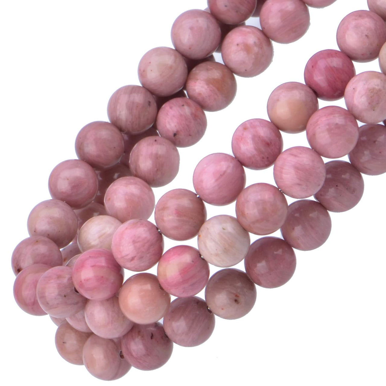 80Pcs Natural Crystal Beads Stone Gemstone Round Loose Energy Healing Beads with Free Crystal Stretch Cord for Jewelry Making (Rhodochrosite, 10mm) Rhodochrosite