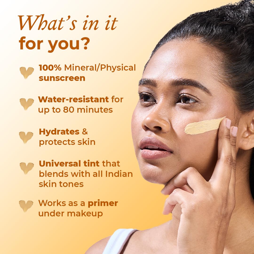 The Pink Foundry Matte Moisturising Mineral Tinted Sunscreen 50 g | SPF 30 PA+++ Broad Spectrum UVA UVB Protection | Zinc Oxide & Shea Butter | for Oily, Sensitive & all skin, Beige