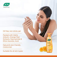 Joy Vitamin C Gel | Glow Reviving & Skin Brightening Gel | With Orange Peel extract, Alpha-arbutin, Anti Tan, Sun Protection, Skin Moisturizer for Face & Body, No Parabens | For All Skin Types 300 ml