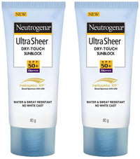 Neutrogena Ultrasheer Sunscreen For All Skin Types Spf 50+, 80G (Pack Of 2)