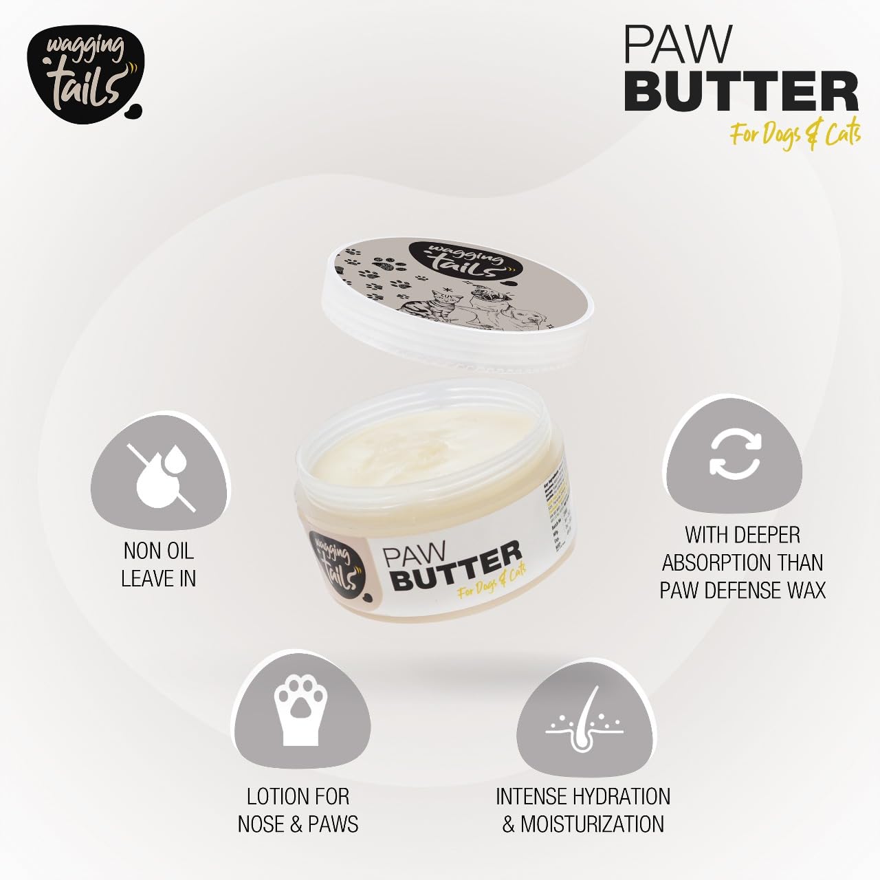 Wagging Tails 2 in 1 combo for pets|Paw Spray 100ml + Paw Butter 50Gm| Paw Spray for Dirty & Muddy Paws | Paw Butter for Heal & Repair Cracked Paws |Natural Grooming Combo for Dogs, Cats & Puppies Paw