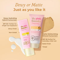 The Pink Foundry Dewy Hydrating Hybrid Sunscreen SPF 50+ | UVA UVB PA++++ | 1% Squalane & White Peony Flower Extract | No White Cast | Water Based | All Skin Types | Fragrance Free | Vegan | 50 ml