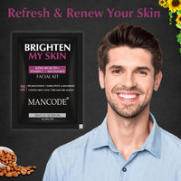 Mancode Brighten My Skin Facial Kit For Men | Salon-Like Glowing Skin In 6 Easy Steps | Improves Skin Texture | Instant Glow | Suitable For All Skin Types - 3 x 58 G (Pack of 3)