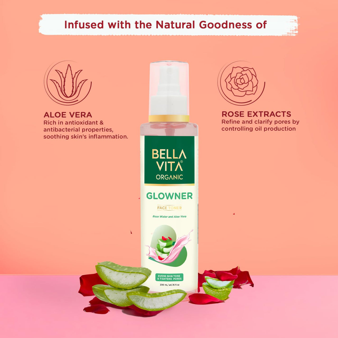 Bella Vita Organic Facial Kit Combo - Vitamin C Face Wash, Rose Water Toner, Multani Mitti Face Pack for Glowing Skin