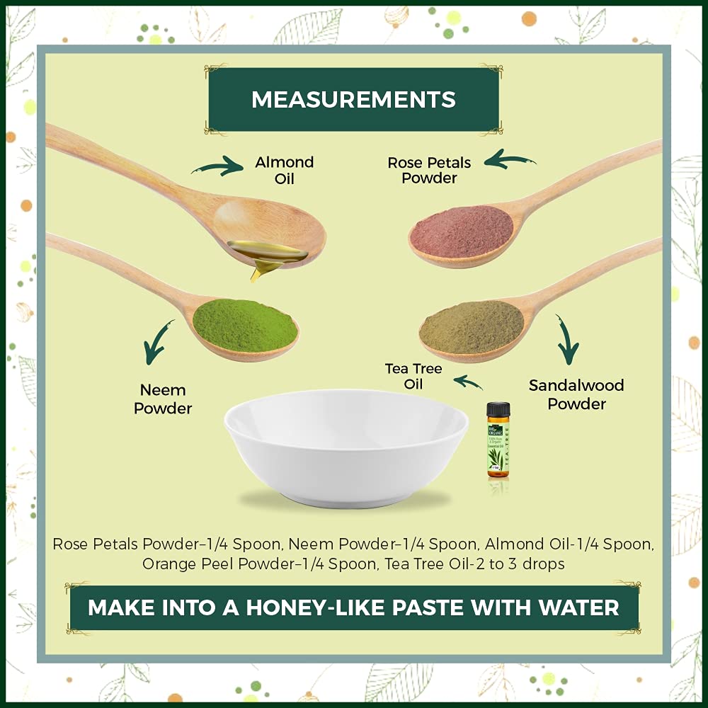 INDUS VALLEY Acne Control Facemask Rose Petals,Orange Peel, Neem, Almond Oil,Tea Tree Oil | Beauty Gift Set, Pack (30g+30+30=90g, 25ml+5ml=30ml)