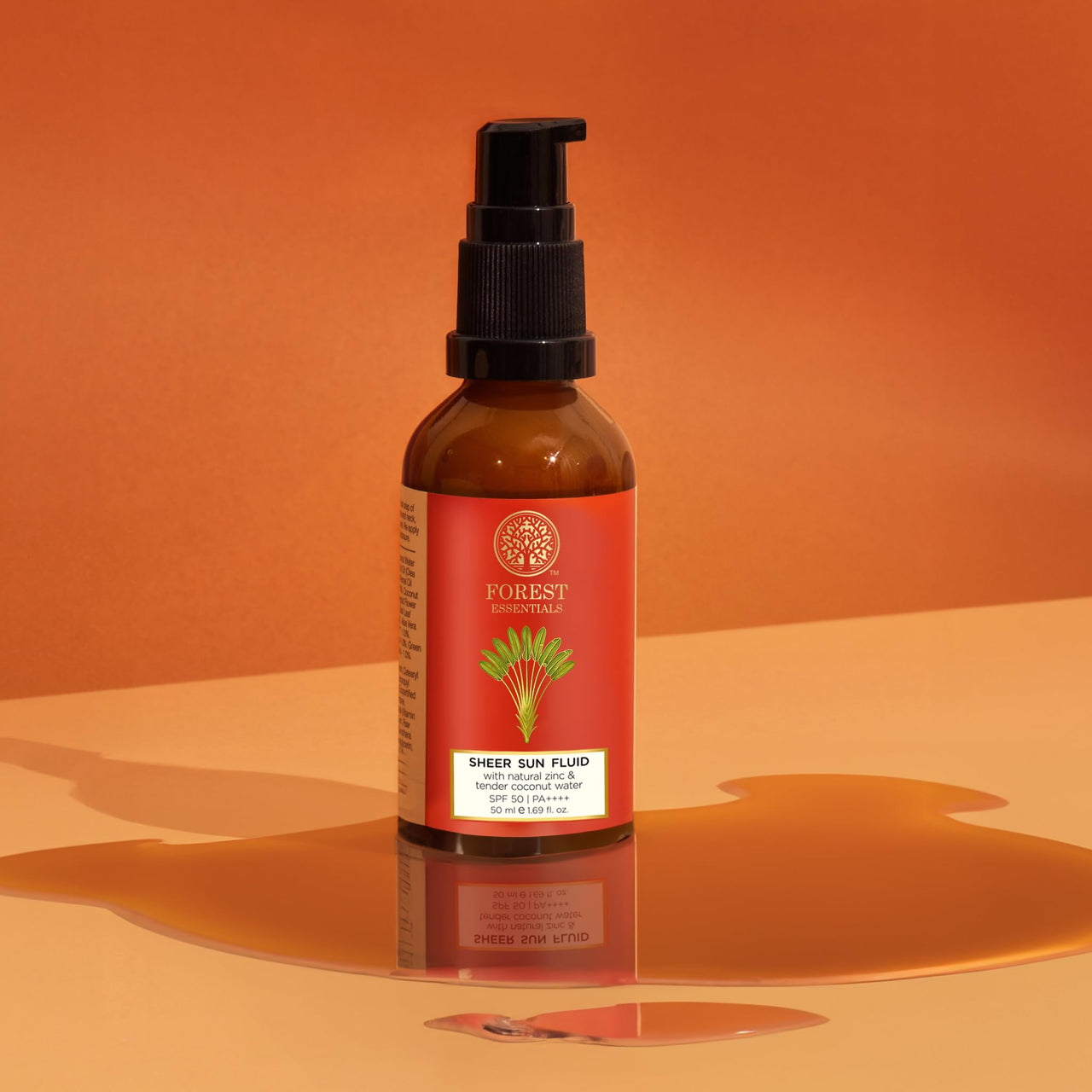 Forest Essentials Sun Fluid Sunscreen | SPF 50PA ++ | With Natural Zinc & Hyaluronic Acid | No White Cast, Lightweight | With Vitamin C | Protects from UVA/UVB Rays | for Oily, Dry, & Combination Skin