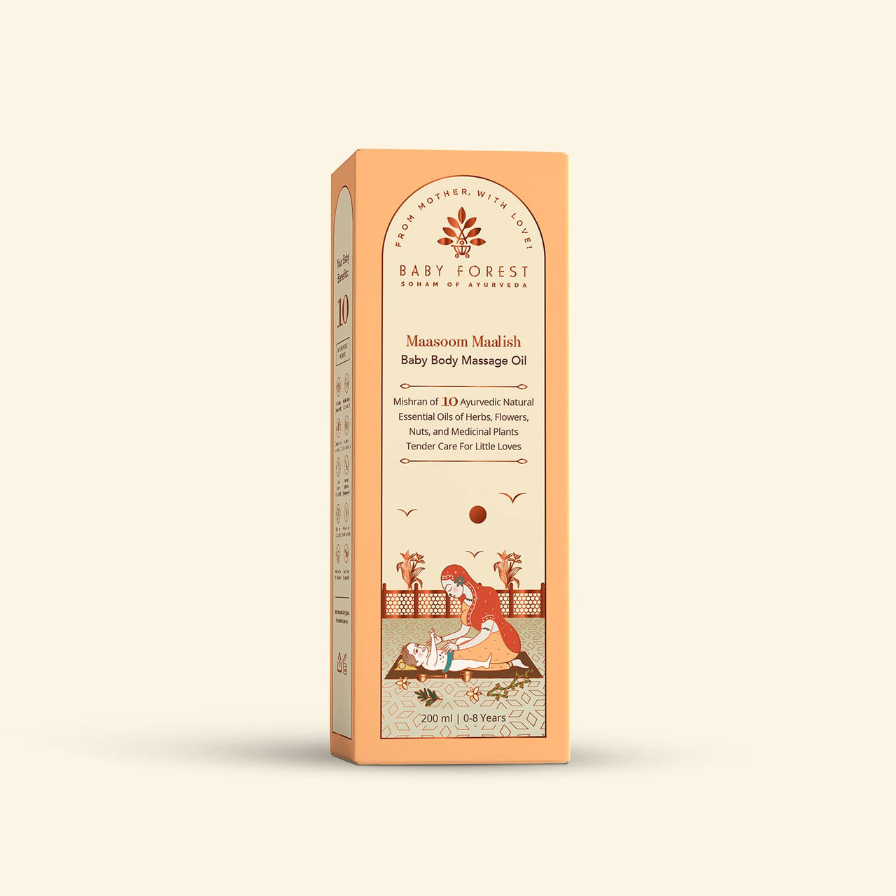Baby Forest Maasoom Maalish Baby Body Massage Oil|10 Ayurvedic Essential Oils | Strengthens Muscles,Bones & Joints|Rosemary & Sesame Oil |Cruelty-free|Plant-based Formulation | Pack of 2 x 200 ml each