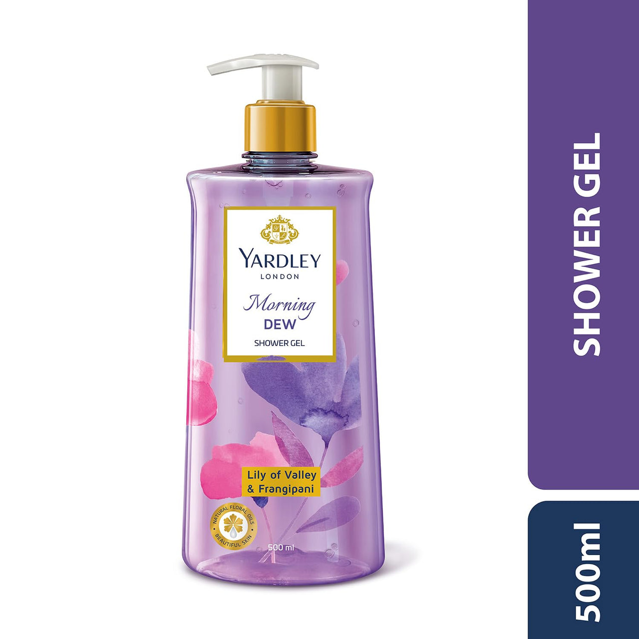 Yardley London| Shower Gel| Morning Dew| With Natural Oils Of Lily Of The Valley & Frangipani| No Parabens| No Silicones | 500ml