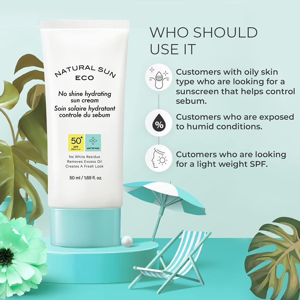 The Face Shop No Shine Hydrating Sunscreen SPF 50+ PA++++ with UVA/B protection, No White Cast, Water Resistant, Removes Excess Oil, Made in Korea 30ML