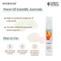 Forest Secrets Ayurtuss Roll On| Quick Headache Relief| Relieves Nasal Congestion| Cold Relief- 10Ml | Pack of 2