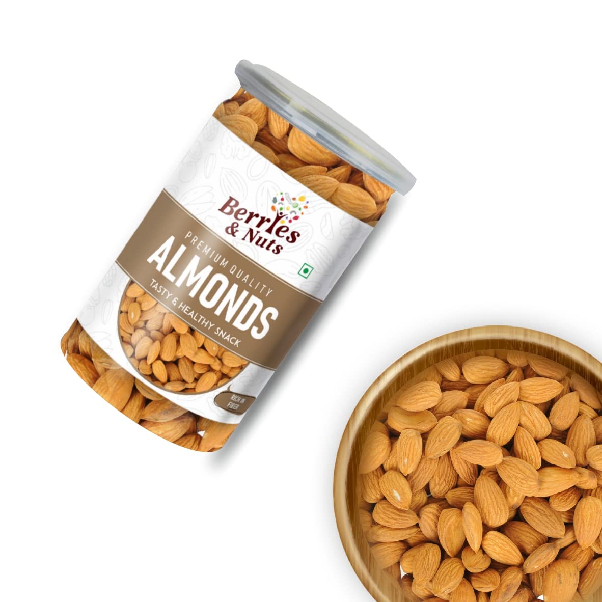 Berries And Nuts Premium California Almond Kernels | Badam, American Badam, California Almonds | 400 Grams | 2 Bottle of 200 Grams
