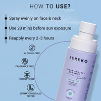 Sereko Hydra-Protect Face Sunscreen Spray SPF 50 PA++++ for Women & Men | Invisible, Non-Greasy & Quick-Absorbing | 24-Hour Hydration & Instant Cooling | UVA+UVB & Blue Light Protection | All Skin Type