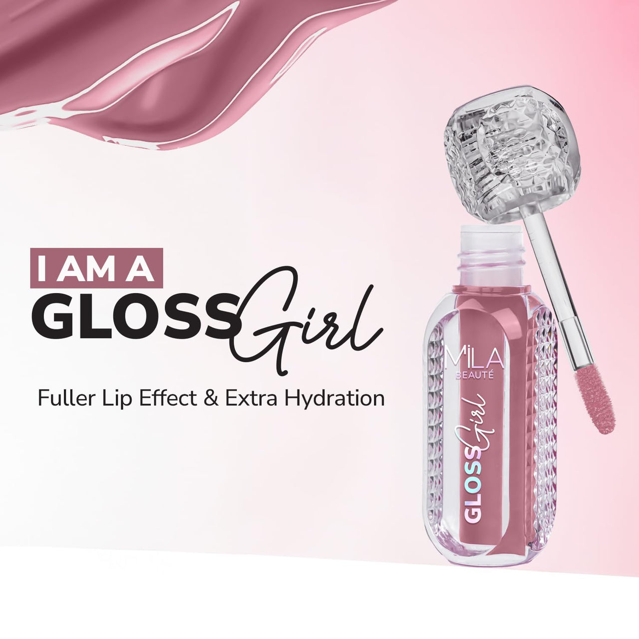 MILA BEAUTÉ Gloss Girl Lip Gloss|Enriched With Mango Seed Butter & Hyaluronic Acid|Light Weight & Non-Sticky Formula|Gives Fuller-Lip Effect & Extra Hydration|High Shine Finish-That's Me, 2.8 Ml