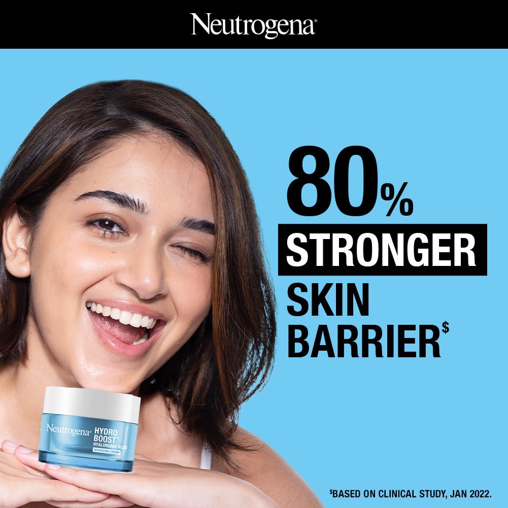 Neutrogena Hydro Boost Hyaluronic Acid Nourishing Cream | Enriched with Ceramides, Amino Acids | 72-Hour Deep Hydration | All Skin Types | For Men & Women 50g