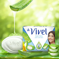 Vivel Aloe Vera Bathing Soap with Vitamin E for Soft Glowing skin, 1200g (150g - Pack of 8), Soap for Women & Men, For All Skin Types