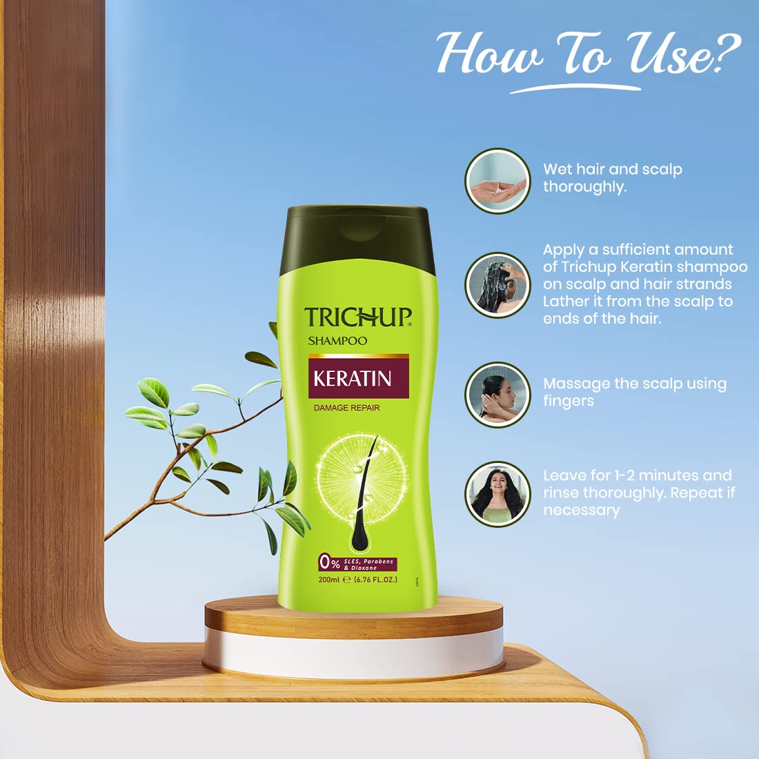 Trichup Keratin Shampoo 200 ml (Pack of 2)