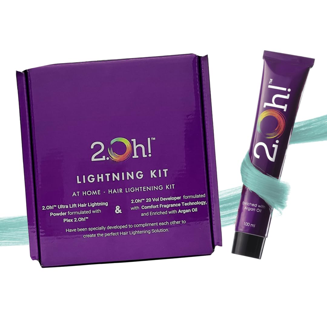 2.Oh! Italian- Tropical Blue Hair Color DIY Kit | Semi Permanent Hair Color + Hair Bleach for Hair Color | Hair Highlights for Women & Men | Hair Bleach with Plex & Argan oil| Lightening Kit