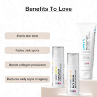 Cos-IQ Glow & Protect Skincare Kit | 2% Ceramides Peptides, 20% Vitamin C Serum & Sunscreen Spf50 | Premium Gift Set for Women & Men | Barrier Repair Moisturizer for All Skin Types