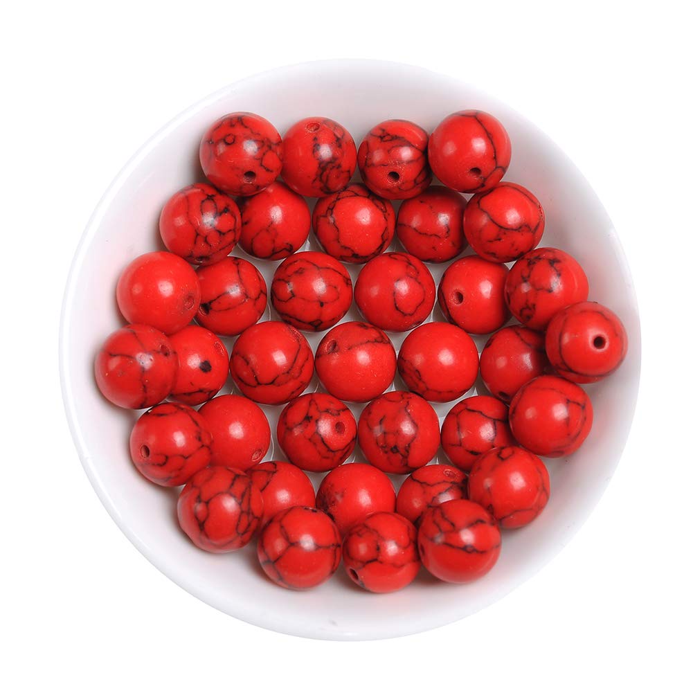 Natural Stone Beads 4mm Red Turquoise Gemstone Round Loose Beads Crystal Energy Stone Healing Power for Jewelry Making DIY,1 Strand 15"