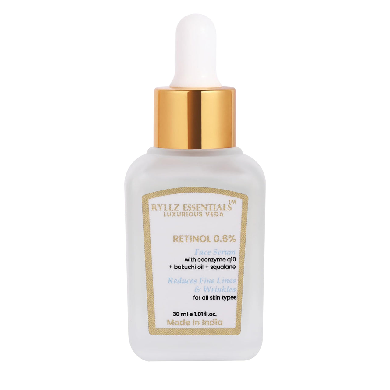 RYLLZ ESSENTIALS Retinol 0.6% Anti Aging Night Serum | with Coenzyme q10, Bakuchiol Oil, Squalane, Rosehip Extract, Azelaic Acid & Niacinamide | for Fine Lines & Wrinkles | For All Skin Types | 30ml