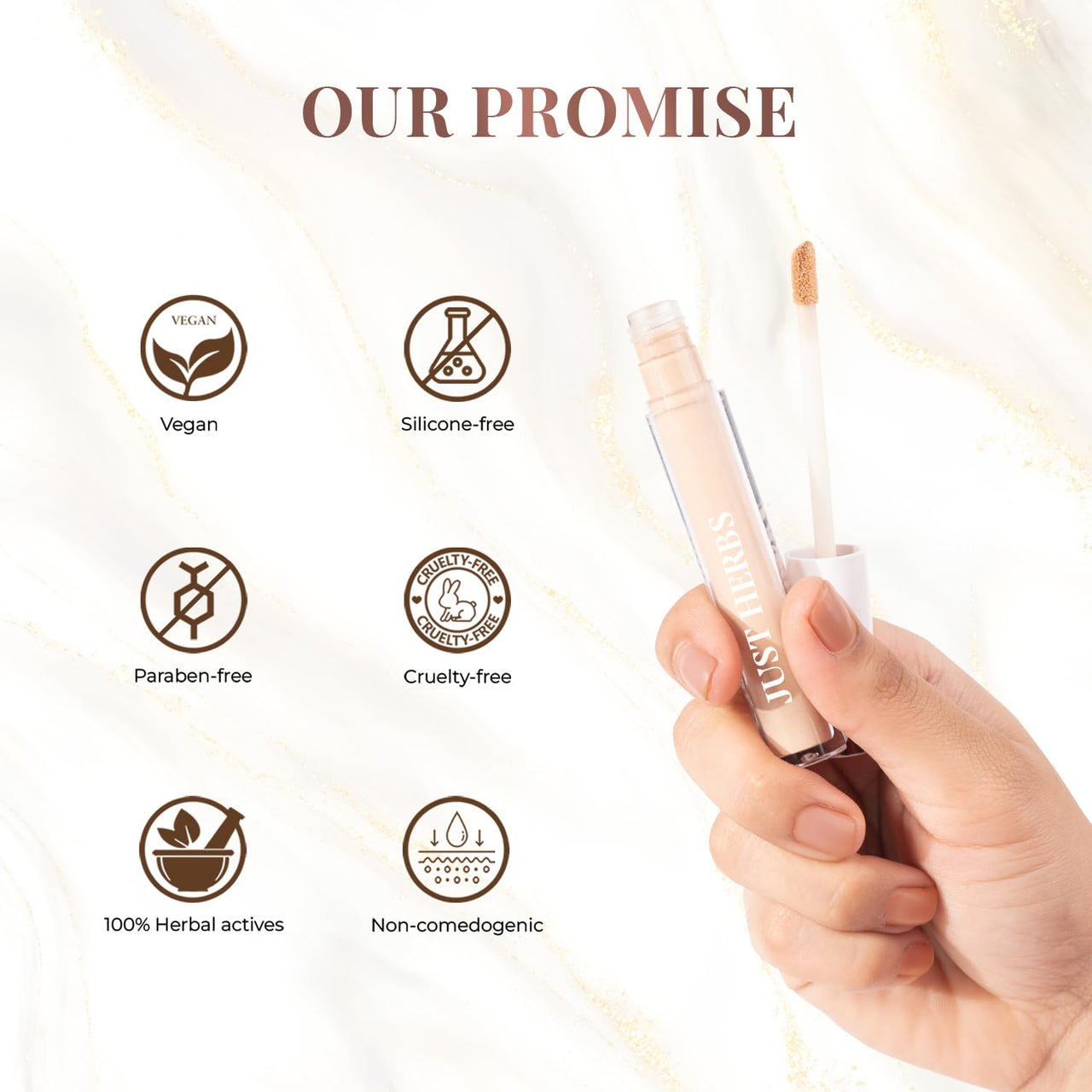 Just Herbs Full Cover Filter Finish Under Eye Light Weighted Matte Finish Concealer for Face Makeup 5 ml (Beige)