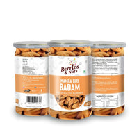 Berries And Nuts Premium Size Mamra Almond | Mamro Badam | 300 Grams | 3 Bottle of 200 Grams