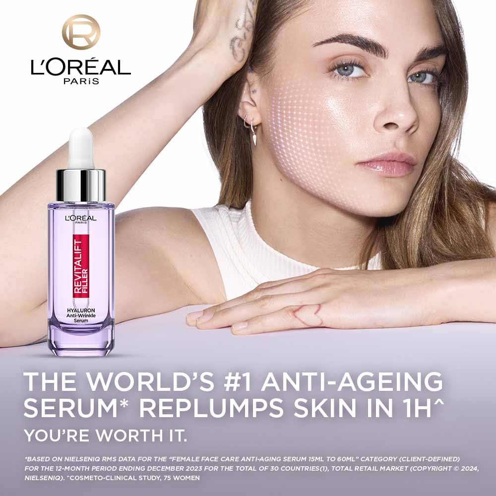L'Oréal Paris, Face Serum, Hydrating & Plumping, Revitalift Filler 1.5% Pure Hyaluronic Acid, 30 ml