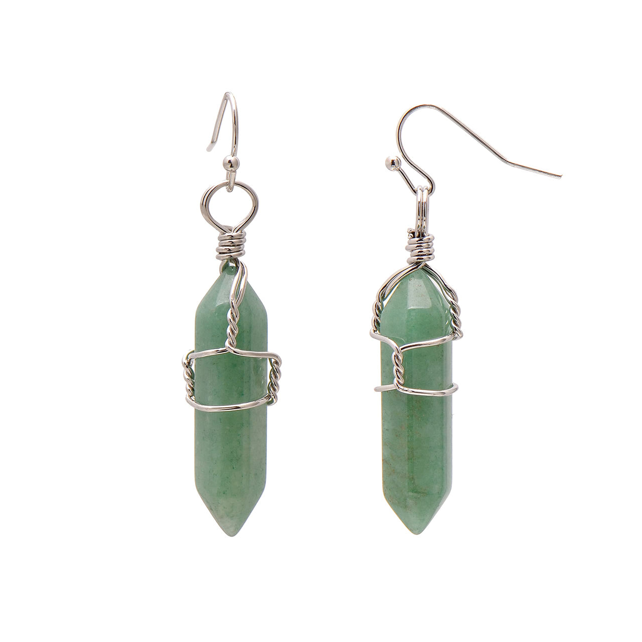 Natural Aventurine Wire Wrapped Point Crystal Earrings for Women Reiki Energy Healing Natural Aventurine