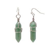 Natural Aventurine Wire Wrapped Point Crystal Earrings for Women Reiki Energy Healing Natural Aventurine