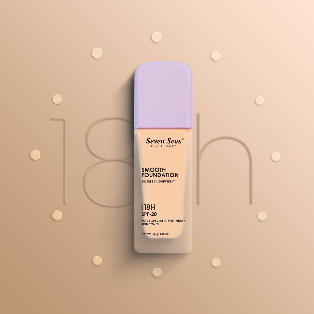 Seven Seas Smooth Foundation | Oil Free | Lightweight | Long Lasting Foundation for Face Makeup | SPF-20 (Natural, 30G)