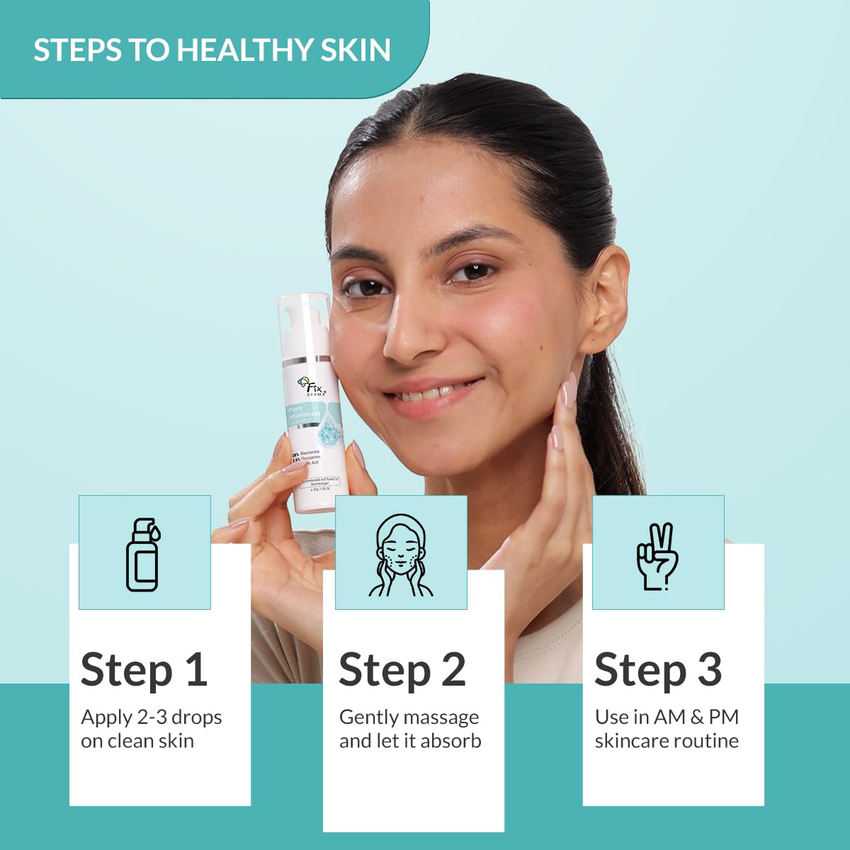 Fixderma 20% Niacinamide Serum for Face for Pore Minimizer with 2.5% Glucosamine & Hyaluronic Acid Serum | Open Pores Serum | Hydrating Serum | Face Serum for Men & Women - 30g