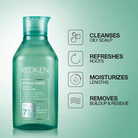 Redken's Amino Mint Shampoo & Acidic Bonding Concentrate Bond Repair Conditioner Combo | For Oily Scalp | For Men & Women
