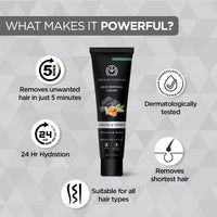 The Man Company Hair Removal Cream for Men | Removes Unwanted Hair in Just 5 Minutes | 24 Hours Hydration | Enriched with Charcoal & Turmeric | Dermatologically Tested | For All Skin Types - 100gm