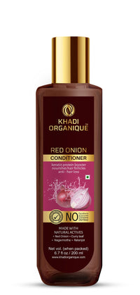 Khadi Organique Red Onion Shampoo & Hair Conditioner Combo for Natural Hair Growth, Hair Fall & Dandruff Control | Strengthen & Soften Hair with Silky & Shiny Appearance | SLS & Paraben Free - Pack of 2 - 2x200ml