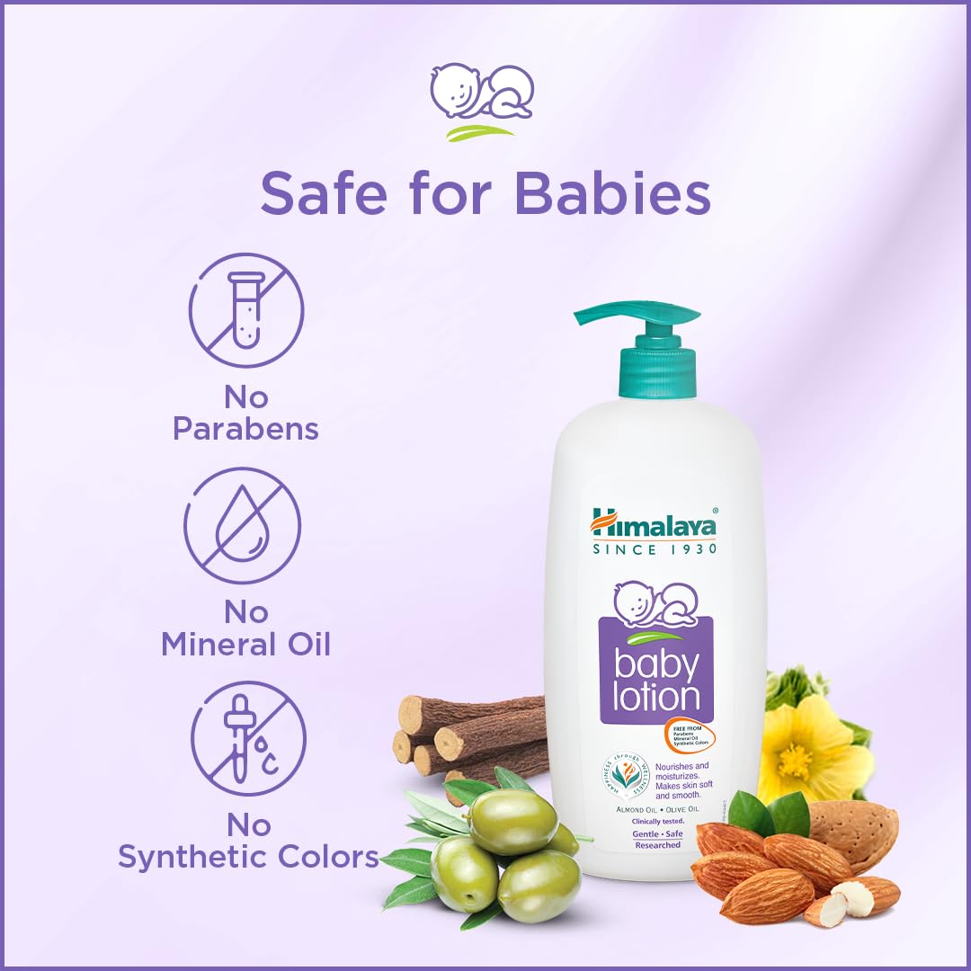 Himalaya Gentle Baby Lotion 100ml | with Almond oil, Olive oil, Country Mallow | Nourishes and moisturizes your baby's  skin