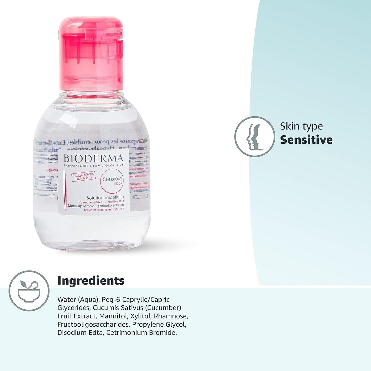 Bioderma Sensibio H2O Daily Soothing Cleanser, Make up Pollution & Impurities Remover Face Eyes Sensitive skin, 100ml