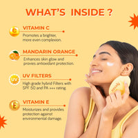 Moody SPF 50 PA+++ Vitamin C Sunscreen with UVA, UVB & Blue Light Protection for Glowing Skin| Long Lasting Hydration Lightweight | Non-Greasy, Quick-Absorbing | Zero White Cast | For Women & Men | 50 ml