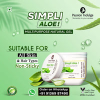 Passion Indulge Natural Papain D10 Cleanser 100ml & Simpli Aloe Vera Gel For Skin 200ml Combo Pack For Reduces Tan