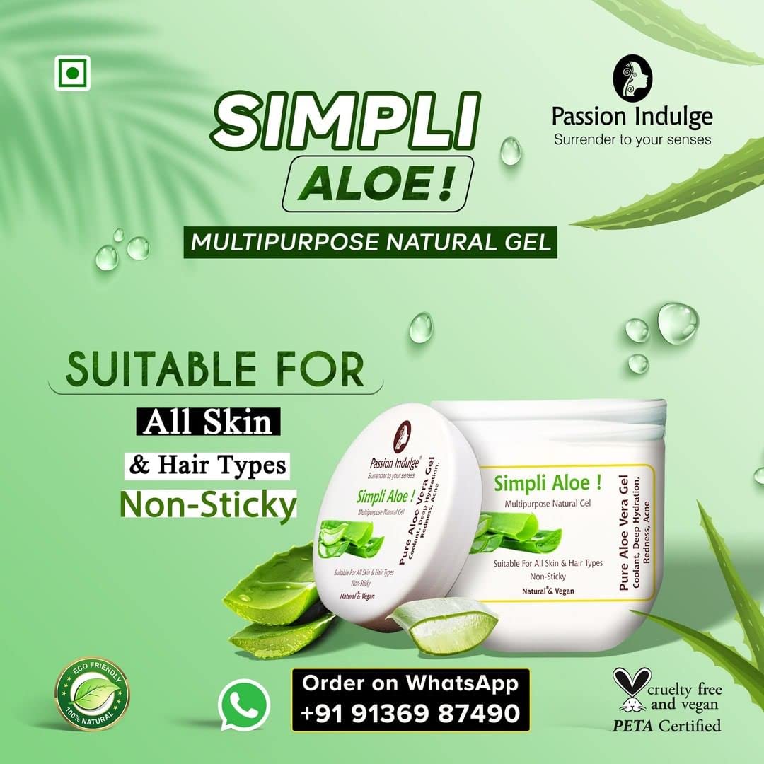 Passion Indulge Natural Kumkumadi Cleanser 100ml & Aloe Vera Gel For Skin 200ml Combo Pack